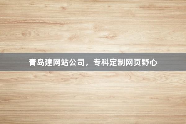 青岛建网站公司，专科定制网页野心